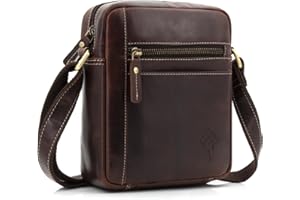 ekavale Echtleder-Umhängetasche für Herren - Vintage Schultertasche für Männer, ideal für Arbeit, Reisen oder als Geschenk - Messenger Bag für Business und Freizeit in kompakter Größe
