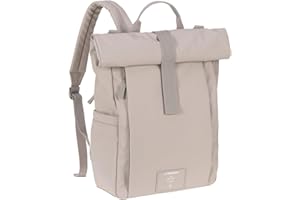 LÄSSIG Baby Wickelrucksack Wickeltasche Rucksack mit Wickelunterlage, Kinderwagenbefestigung, Flaschenhalter nachhaltig produziert/GRE Rolltop Up Backpack