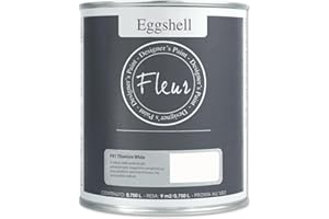 FLEUR DESIGNER'S PAINT | EGGSHELL Smalto Multisuperficie Satinato, Senza Carteggiare, 750 ml, F01 Titanium White, a Base Acqua, Lavabile, Altissima Resistenza, Interno - Esterno, Pareti - Mobili