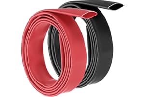 sourcing map 1Set 12.7mm Heat Shrink Tubing Waterproof, 3:1 Dual Wall Marine Adhesive Lined Industrial Heat Shrink Tube Wiring Wrap 3ft 1/2 Inch, Black,Red-1m