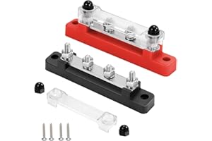 BEFUN 2PCS Bus Bar, 12V- 48V Distribution Block Bus Bar Terminal Block with 2 x M6 Connection bolts for Car Boat Marine Caravan RV (Red & Black)