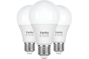 Vanke E27 Screw LED Bulb, Warm White 2700K Yellow Light, 60 Watts Equivalent, 9W ES Bulbs, Screw in Light Bulb, 806 Lumen, Non-Dimmable, Pack of 3