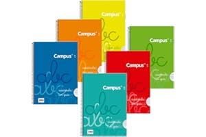 MAKRO PAPER Campus - Cuadernos A4 Cuadrícula Pauta 3x3mm, Tapa Básica, 80 hojas, Pack de 6 blocs perfectos para uso escolar, aprender a escribir y hogar, Colores Surtidos (6 unidades)