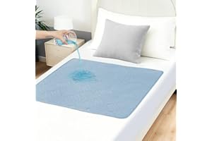 DUJUIKE Funda de colchón Impermeable, Almohadilla de incontinencia Lavable, Adecuada para el Cuidado de Adultos/bebés, pañales para Mascotas, diseño Antideslizante y a Prueba de Fugas(Azul,85x90cm)