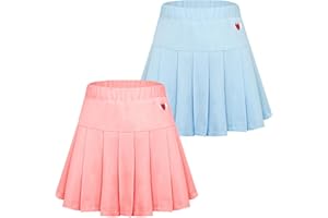 Panegy Ragazze Gonna Corta Plissettata Vita Elastica Skater Tennis Scuola Gonna con Pantaloncini Interni Bambini Vestito Estivo
