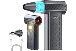 HAILMKONT Elektrische Snow Staubgebläse mit LED, Mini Turbo Snow Blower 5000W, 160.000 U/min Wiederaufladbar Staubgebläse mit 6-Gang, Elektrisches Schneeräumgerät für Schnee (Schwarz)