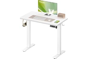 VASAGLE Elektriskt Höj- och Sänkbart Skrivbord, 80 x 50 cm | 4 Minneshöjder, 70 kg Kapacitet, 2 Krokar, Moln Vit och Matt