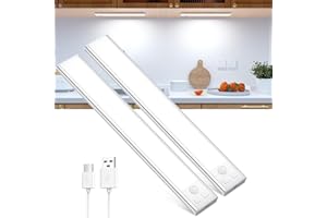 OUILA Unterbauleuchte Küche LED Schrankbeleuchtung mit Bewegungsmelder USB-C wiederaufladbar LED-Licht Dimmbar kabellos Nachtlicht für Küche Kleiderschrank Schrank 20.5CM 2 Stück