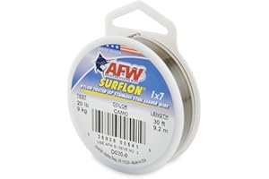 American Fishing Wire Surflon Nylon Coated 1x7 Stainless Steel Leader Wire - Fishing Leader Line for Saltwater, 10lb Test - 250lb Test in Bright, Black, Camo in 30ft, 100ft, 300ft and 1,000ft Lengths