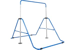 MINRS Barre de gymnastique de jardin pour enfants - 5 hauteurs réglables avec 100 kg maximum - Barre d'entraînement horizontale - Pour 3 à 6 enfants et filles - Bleu