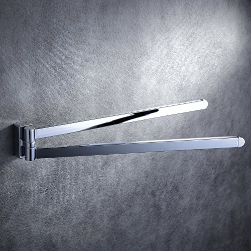 Beelee Handtuchstange,Handtuchhalter mit 2 beweglichen Armen aus robustem messing, Chrom