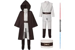 Churgigi Jedi Kostüm für Erwachsene und Kinder Wan Jedi Robe Erwachsene Lichtschwert Kostüm Karneval Halloween Cosplay Kostüm