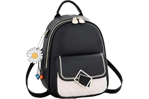 VOHONEY Sac à Dos Femme, Anti-vol Sacs À Bandoulière PU cuir Sac a dos Étanche En Nylon Sacs D'école Femme/Fille Cartable Sac dos (Noir Sac à Dos Femme)