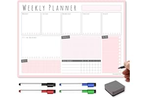 THE MAGNET SHOP TMS Magnetic Weekly Planner/You Got This A3 | Dry Wipe Whiteboard Planner for Home, Office or Students | with 4 Dry Erase Pens and Eraser (Blush, A3-WP2)