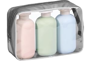 BRISKORE Confezione da 4 flaconi da spremere con tappo a scatto,set di flaconi da viaggio in silicone da 100 ml e 200 ml,contenitore da viaggio da spremere a prova di perdite (3)