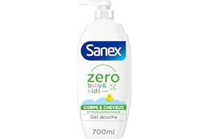 SANEX- Pompe Gel douche Zéro Baby Kids - Sans savon - Pour les peaux délicates - Bébé et Enfant - 700ml