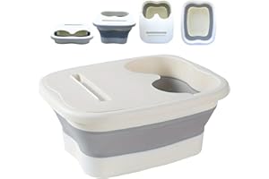 VIKINGTREAT Manual Foot Spa, Foot Bath, Collapsible Pedicure Bowl, Set Foot Soaking Bucket, White