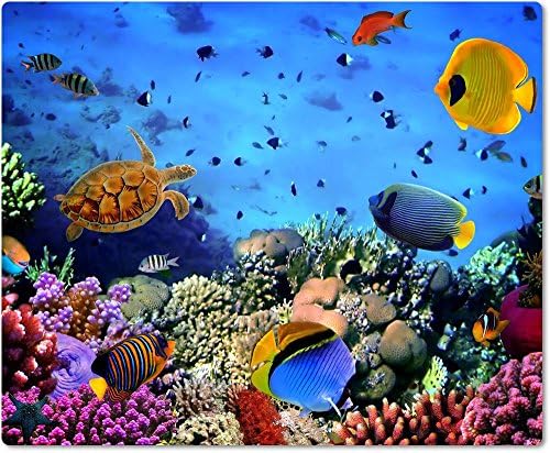 Fabric mouse mat rubber backed non-slip for all types of mice- Sea Coral Reef And Fish Motif Bottom Water Intake 006