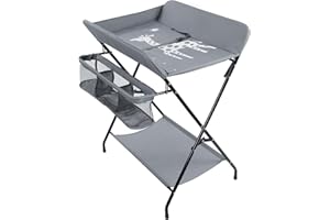 JIAYICHENGJU Iropro Baby Changing Table Infant Changing Table Foldable Nursery Changing Table Bath Mat and Storage, Baby Changing Table with Unit Storage Bags, Space-Saving