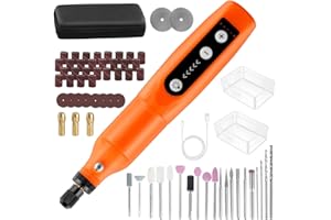 VOLIVEETA Rotary Tool, Mini Grinder Cordless, 3.7V 5-Speed Multi Tool Kit with 65 pcs Accessories for Engraving, Sanding, Drilling, Polishing, Cleaning, DIY Crafts, USB Type-C Charging, LED Light, Storage Bag