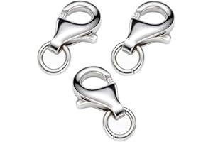DIY925 My-Bead 3 Stück Karabinerverschlüsse 9mm 925 Sterling Silber nickelfrei Karabiner 3mm Binderinge basteln DIY