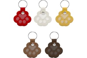 UOCAI Portachiavi Zampa Animale 5 Pezzi, Portachiavi Memoriale per Capelli di Cane e Gatto in Pelle PU a Forma di Animale Commemorativa per Amanti degli Animali Accessori per Borsa o Chiavi