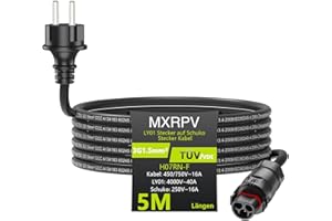 MXRPV Câble LY01 2/3/5/10M,Câble Adaptateur LY01 vers Schuko,Câble de Connexion AC LY-01 Femelle vers Schuko Mâle,Prise Solaire PV pour la Série de Micro-onduleurs Deye (5 mètres)