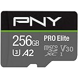 PNY PRO Elite 256GB microSDXC-Speicherkarte + SD-Adapter, Klasse 10 UHS-I, U3, A2, V30 für 4K-Video, Lesegeschwindigkeit bis 