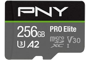 PNY PRO Elite 256GB microSDXC Memory Card + SD Adaptor, Class 10 UHS-I, U3, A2 App Performance, V30 for 4K Video, Read speed up to 100MB/s