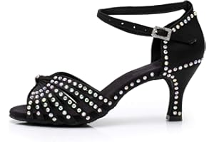 Rosefinch Zapatos de Baile Latino Mujer Salsa y Bachata Baratos 5 cm 7 cm centímetros Baile Fiesta Jazz Latino Dance 2022 Zapatos Nuevos Negro
