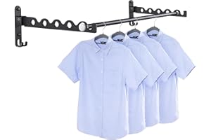 MEIJO Plegable Perchero de Pared, Gancho Percha Ropa Plegable Colgador Antideslizante para Cuarto, Baño, Balcón (Negro, 2 piezas + varilla)