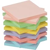 ZCZN Sticky Notes, Pack of 12 Notepads, 76 x 76 mm Self-adhesive Notes, 60 Sheets per Pad, 6 Colours
