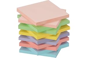 ZCZN 12 Blocchetti di Foglietti Adesivi, 60 Fogli per Blocco, 76mm x76mm, Utilizzato Come Promemoria, Annotazione e Registrazione degli Elementi da Fare, Tinte Pastello