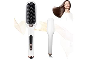 Journeyside Brosse Chauffante Lissante, Professionnelle Brosse Lissante Chauffante,Brosse Electrique Cheveux 100~200℃ Adaptée à Tous Les Types Cheveux, Brosse Lissante Ionique,Conception Anti-brûlure