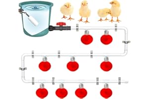 Abbeveratoio Automatico JAOGAUS per Galline, Dispenser d’Acqua con Connettore a T in PVC, 9 Tazze e 10 Tubi per Pulcini, Galline, Anatre, Oche