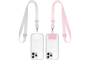ChanraingYee Handykette Universal 2 Stück, Handykette, Handyband, Handykette Universal zum Umhängen, Umhängeband für Handy, Handy Halsband zum Umhängen, Clip Bag Handy (Grau + Rosa)