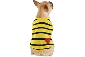DROOLINGDOG Dog Shirts for Small Dogs Summer Basic T-Shirt Striped Puppy Clothes Sequins Love Heart Sweatshirt Soft Cotton Short Sleeve Tee Shirt Pet Girl Boy Clothing Pullover Chihuahua Apparel,Yellow, XL