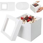 GothicBride 10 x Cake Boxes 30 x 30 x 20 cm White with Transparent Window for Cakes and Cakes