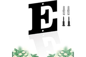 SHOWMTHEM Moderne Schwebende Edelstahl Hausnummer, Schwarze Metallbuchstaben, Höhe 10.16cm, Briefkasten-Dekor-Nummer, Wetterfest Und Pflegeleicht, Buchstabe E