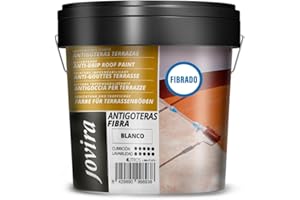 JOVIRA PINTURAS Pittura Impermeabilizzante Antigoccia per Terrazze con Fibra. Evita perdite su tutti i tipi di coperture e terrazze. (4 Litri, Bianco con Fibra)