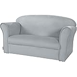 roba Sofá Infantil en Terciopelo Lil Sofa, 2 Plazas, Sillón con Apoyabrazos Cómodo para Niñas y Niños, Gris