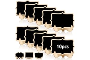 Mbsomnus 10 szt. mini tablic kredowych ze stojakiem, małe etykiety na tablicę kredową, drewniane kartki do menu stołu, etykiety żywności, wesela, imprezy, sklepu, bufetu, numer stołu - falista krawędź