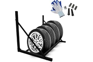‎PROREGAL PROREGAL Klappbares Reifenregal CARRERO für Wandmontage HxBxT 62x88-122x57cm, bis zu 5 Reifen, Schwarz, Werkstattregal, Lagerregal, Kellerregal