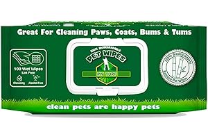 My Turf Cat and Dog Grooming Pet Wipes Lingettes Biodégradables 100 Unités (15x20cm) Lingettes de Nettoyage Rapides et Faciles pour Chiens et Chats