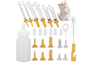 Esshogo Set da 25 Biberon Gattini,Biberon Gattini Appena Nati,Siringa per Animali Domestici,Kit per l'alimentazione della siringa per Cuccioli,Biberon per Cuccioli capezzolo con siringhe per Cuccioli