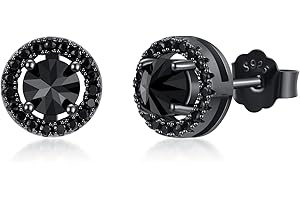 Earrings for Men 925 Sterling Silver Hypoallergenic Black Punk Gothic Stud Earrings Black Jewellery Gifts for Women