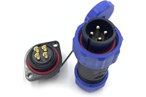 BAYZCONN Conector Conector de aviación SP21 Conector macho de 4 pines y conector de cable hembra IP68 Conector de aviación de montaje en panel de brida de 4 pines y 2 orificios