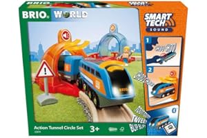 Brio World - Set Ferrocarril Circular con Túnel de Acción, Smart Tech Sound, BRIO Ferrocarriles, Set de Construcción de Madera, Tren Juguete, Juguetes Niños 3 Años o más, Juegos Educativos 3 Años
