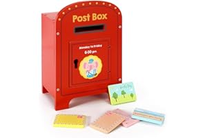 SOKA PLAY IMAGINE LEARN SOKA Wooden Post Box Cute Elephant Stamps and Mail Creative Pretend Play Toy Role Playset Educational Montessori Developmental Game For Kids Children Boys Girls 3 year old +
