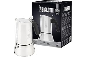 Bialetti Venus - Caffettiera ad induzione, Acciaio inossidabile, Adatta a tutti i tipi di piatti, 4 tazze da caffè (170 ml), Argento